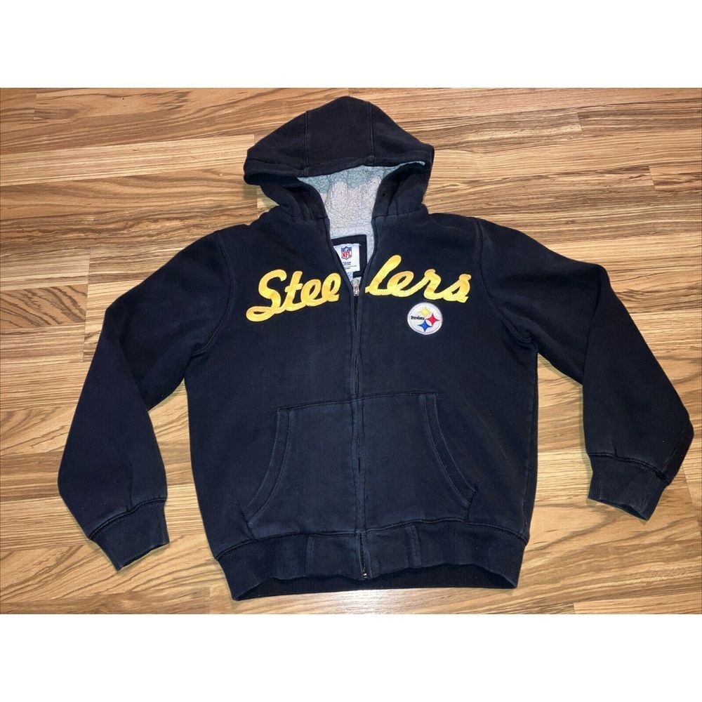 PITTSBURGH STEELERS Hoodie Zip up‎ Jacket  Women's medium Sherpa Lining